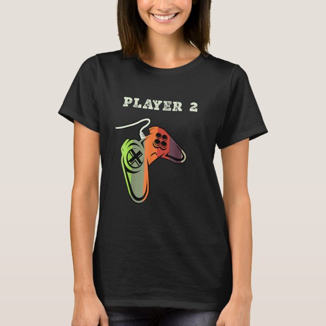 Couple Matching Gamer Gaming Player 1 Player 2 T Shirt (Framsida)