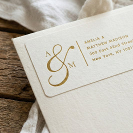 Couple Monogram Ampersad White Address Label Adressetikett
