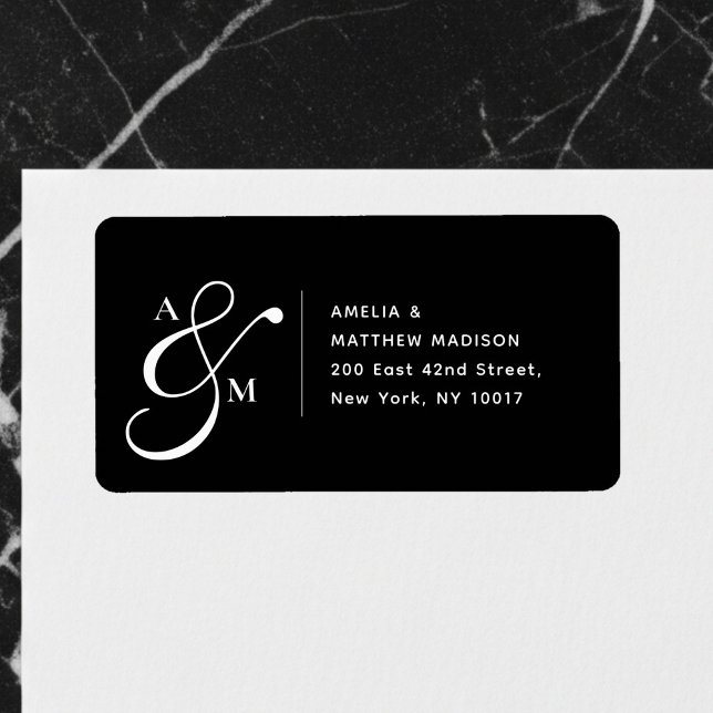 Couple Monogram Ampersad White Address Label Adressetikett (Skapare uppladdad)