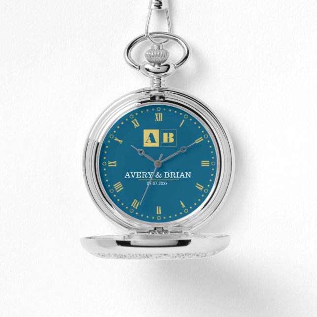 Couple Name Custom Engraved Romantic  Monogram Armbandsur (Framsida)