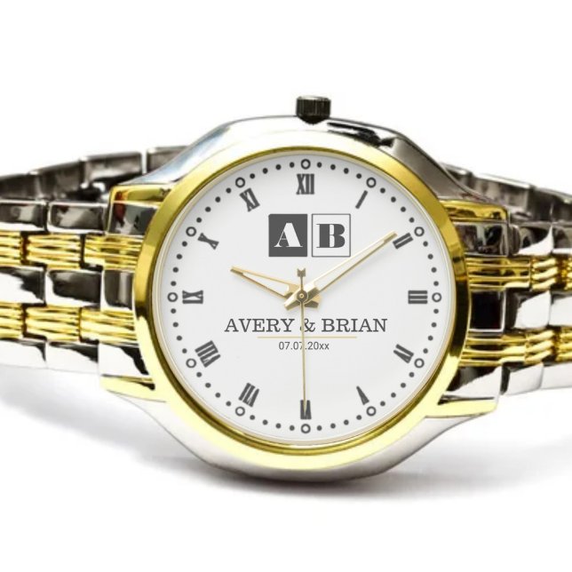 Couple Name Custom Engraved Romantic  Monogram Armbandsur (Skapare uppladdad)