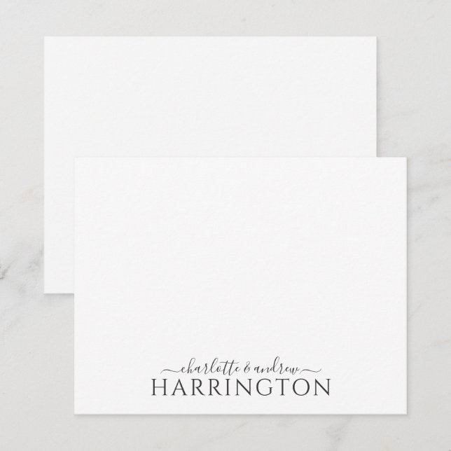 Couple Name Wedding Monogram Script  Anteckningskort (Fram/baksida)