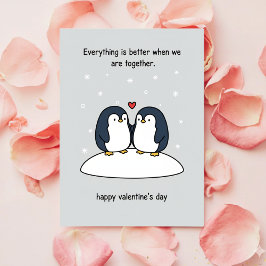Couple Penguin Valentine Cute Love Card For Him Julkort