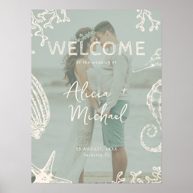 Couple photo coastal wedding welcome  poster (Framsidan)