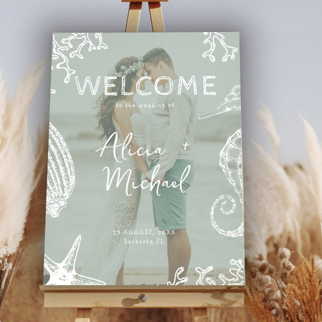 Couple photo coastal wedding welcome  poster (Skapare uppladdad)
