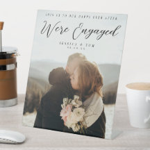 Couple Photo Engagement Party Pedestal Sign