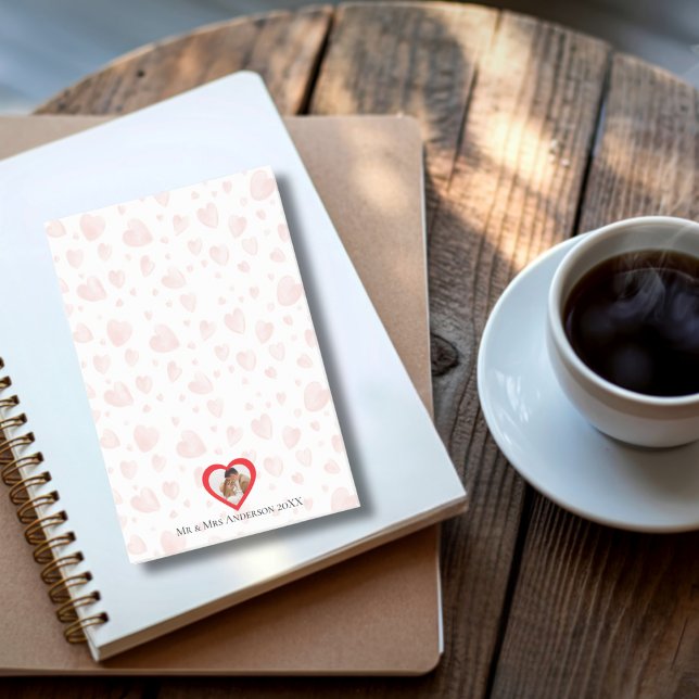 Couple Photo Heart Background Custom romantic Post-it Block (Skapare uppladdad)
