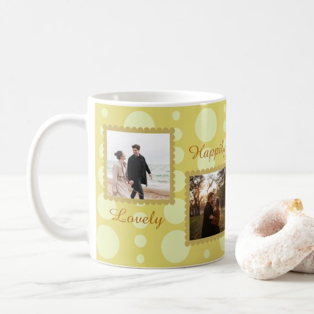 Couple Photo Love Design with Custom Text Coffee M Kaffemugg (Med munk)
