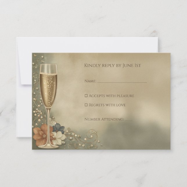Couple’s Champagne Floral Wedding Shower OSA Kort (Framsida)