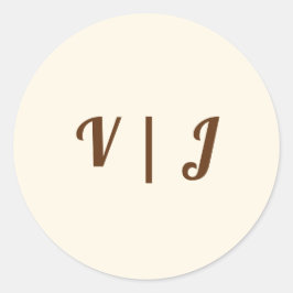 Couple’s Initials in Brown on Ivory Small Runt Klistermärke