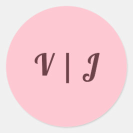 Couple’s Initials on Pink Small Round Sticker Runt Klistermärke