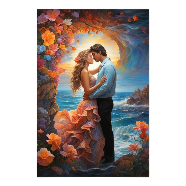 *~* Couple Sea Fantasy Romantic AP51 Sunrise Fototryck (Framsidan)