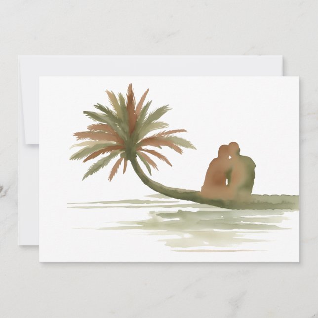Couple Sitting on Palm Tree Inbjudningar (Framsida)