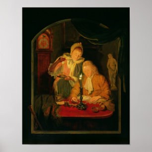 Couple som räknar pengar vid candlelight, 1779 poster