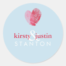 COUPLE STICKER SEAL Söt fingeravtryckshjärta bröll Runt Klistermärke