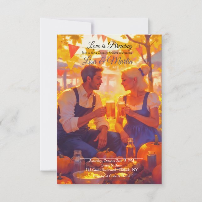 Couple Toasting Fall Invitation  Inbjudningar (Framsida)