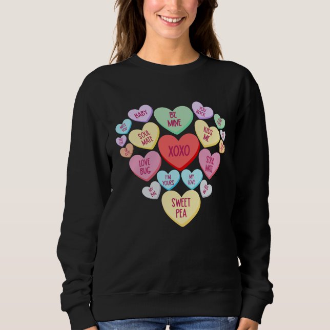 Couple Valentine s Day Heart Candy Conversation T Shirt (Framsida)