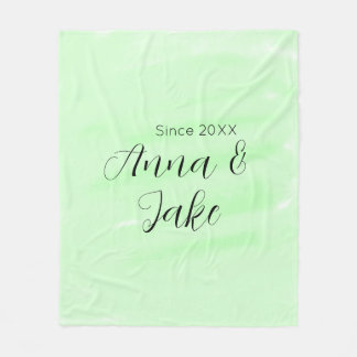 Couple wedding name date green watercolor pastel l fleecefilt