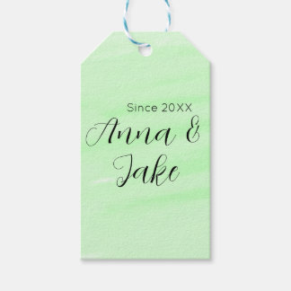 Couple wedding name date green watercolor pastel l presentetikett