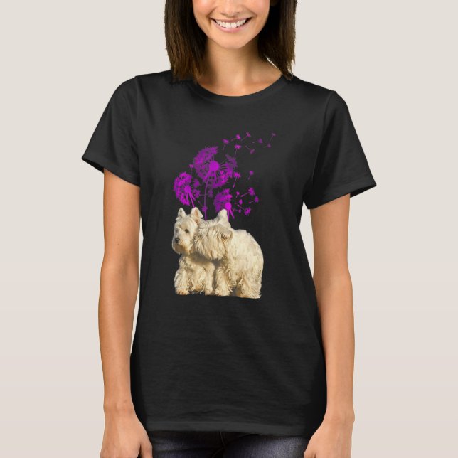 Couple Westies Dandelion Valentine's Day T Shirt (Framsida)
