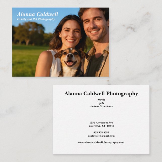 Couple with Dog Photographer Real Estate  Visitkort (Fram/baksida)