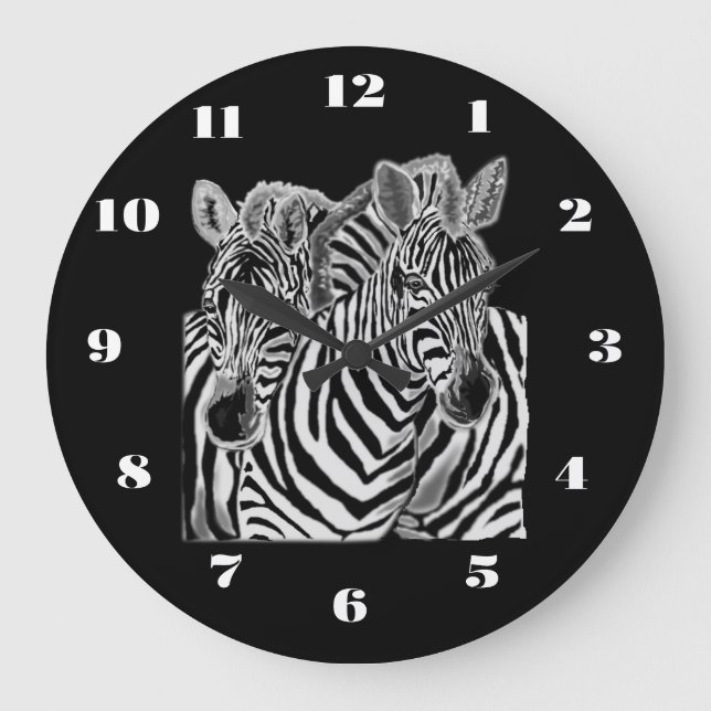 Couple Zebra Clock Stor Klocka (Framsida)