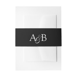 Couple's Ampersand Monogram Black White Initials Band För Inbjudningskort
