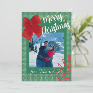 Couples Christmas Card With Plaid Background Inbjudningar