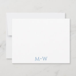 Couple's Initials Newlyweds Light Blue Stationery Anteckningskort