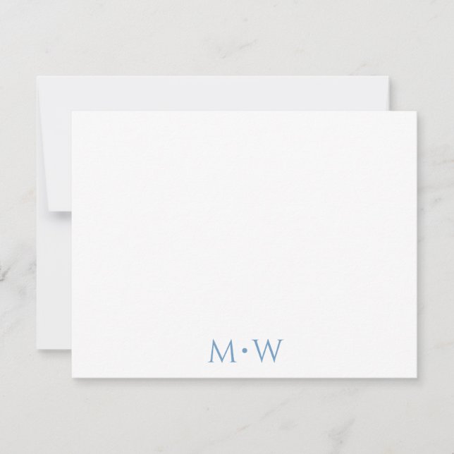 Couple's Initials Newlyweds Light Blue Stationery Anteckningskort (Framsida)