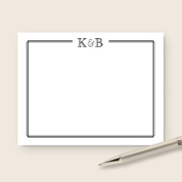 Couple's Initials Newlyweds Monogram Black White Anteckningskort