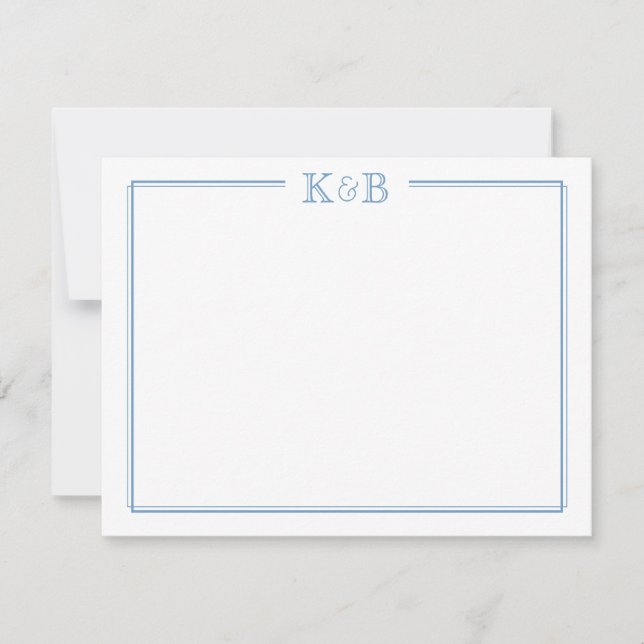 Couple's Initials Newlyweds Monogram Stationery Anteckningskort (Framsida)