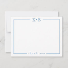 Couple's Initials Newlyweds Monogram Thank You Anteckningskort