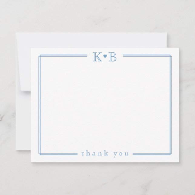 Couple's Initials Newlyweds Monogram Thank You Anteckningskort (Framsida)