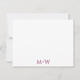 Couple's Initials Newlyweds Wine Red Stationery Anteckningskort