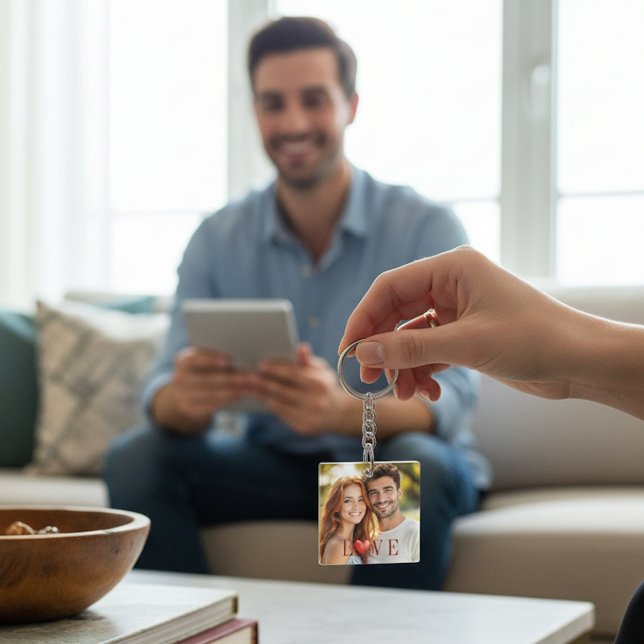 Couple's Love Heart Photo Keychain (Skapare uppladdad)