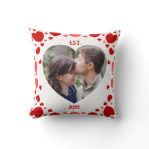 Couples Love Keepsake Heart Photo Throw Pillow