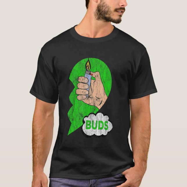 Couples Matching Best Buds Weed Funny Joint Stoner T Shirt (Framsida)