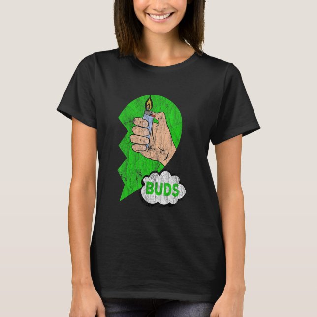 Couples Matching Best Buds Weed Funny Joint Stoner T Shirt (Framsida)