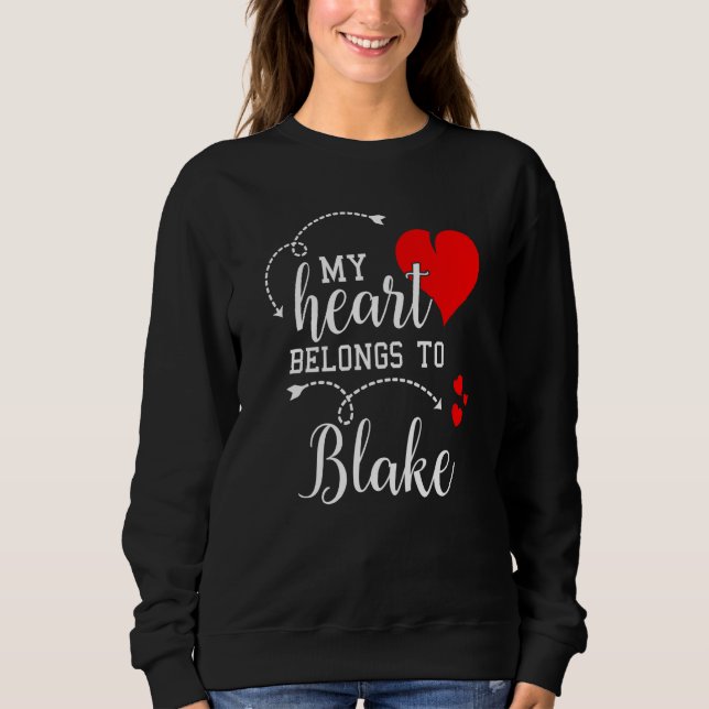 Couples Matching My Heart Belong to Blake My Love T Shirt (Framsida)