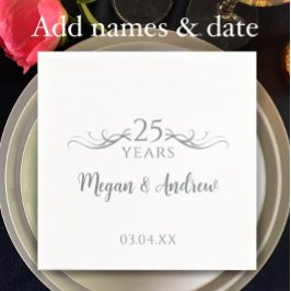Couple's Names Modern 25th Wedding Anniversary Pappersservett