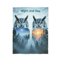 Couple's Owl Night and Day Blanket