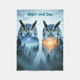 Couple's Owl Night and Day Blanket Fleecefilt