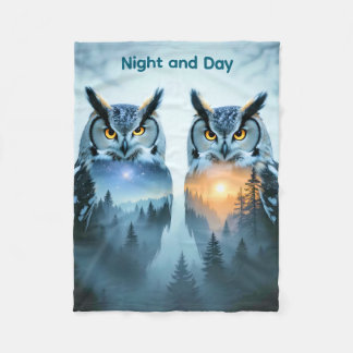 Couple's Owl Night and Day Blanket Fleecefilt