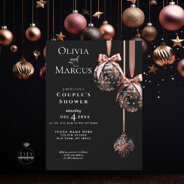 COUPLE's Shower | VinterRosa och Onyx Baubles Inbjudningar