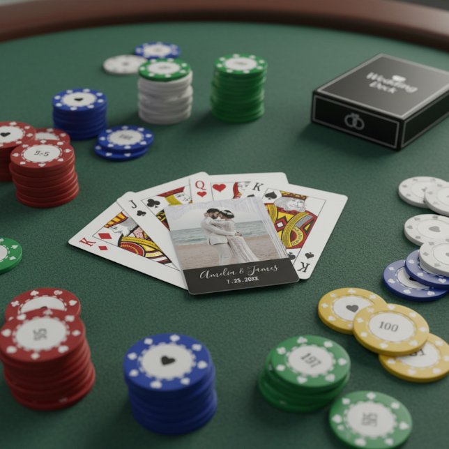 Couple's Wedding Engagement Photo Date Casinokort (Playing cards with a personal touch.)