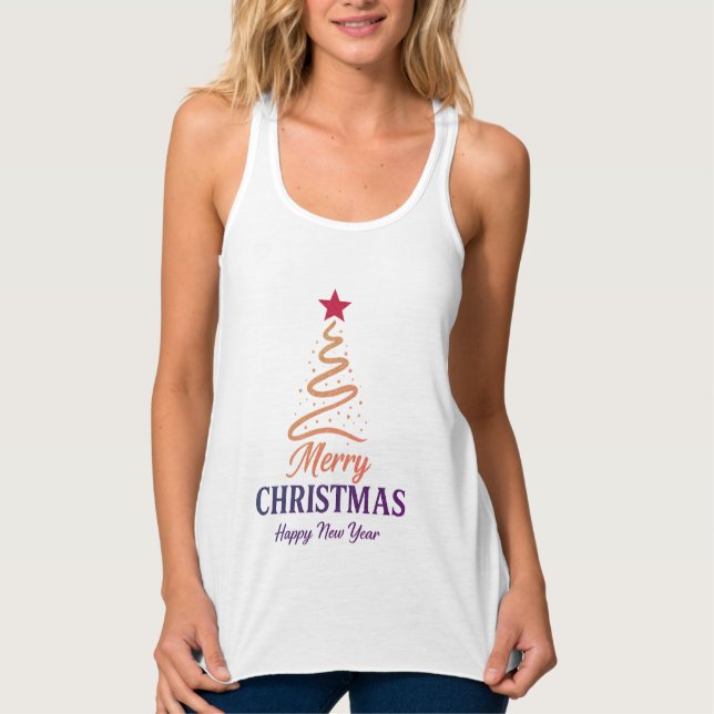 Couples Xmas Tee & 2-in-1 Xmas Message Gift Linne Med Racerback (Framsida)