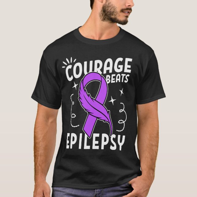 Courage Beats Epilepsy T Shirt (Framsida)