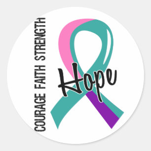 Courage Faith Hope 5 Thyroid Cancer Runt Klistermärke