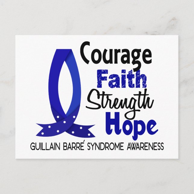 Courage Faith Strength Hope Guillain Barre Syndrom Vykort (Framsida)